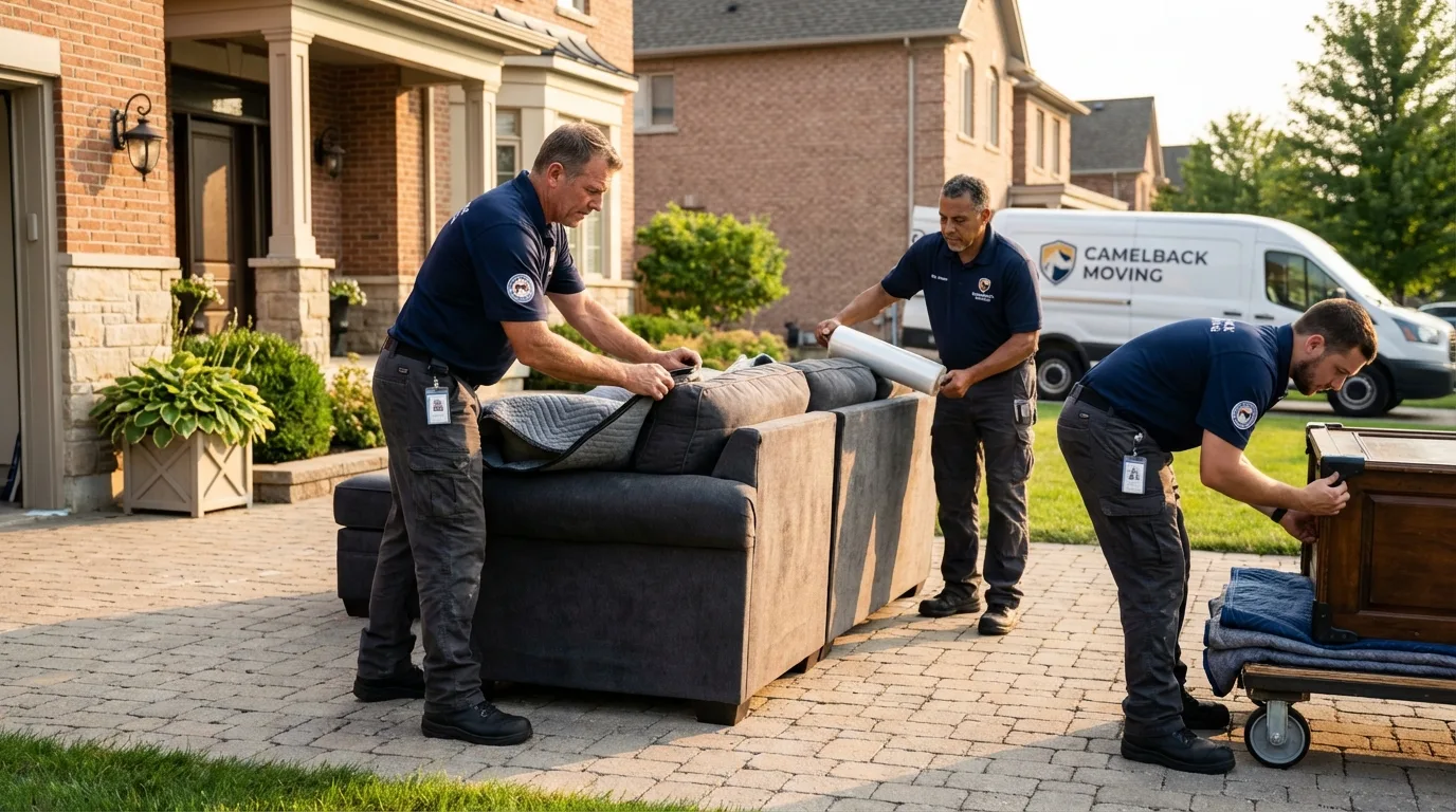 Large estate moving crew wrapping furniture in Millers Falls, MA